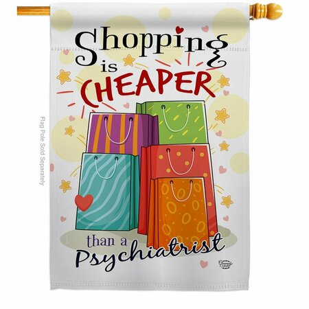 CUADRILATERO 28 x 40 in. Shopping is Cheaper Sweet Life Humor Dbl-Sided Vertical House Flags -  Banner Garden CU3902657